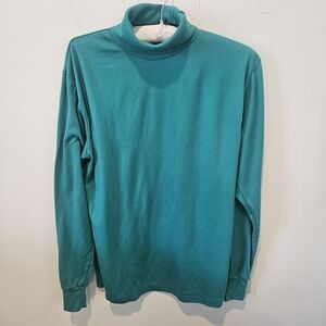 Harbour Classics Vintage Women's Green Long Sleeved Turtleneck Top, Size Large